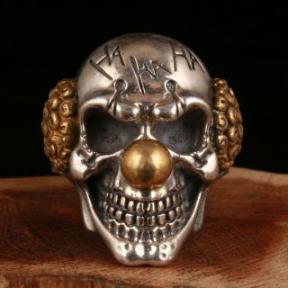 Precious 925 Silver Skull Statue Ring Stylish Limited Edition Tide Cool Jewelry