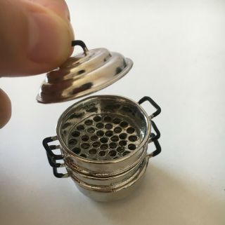 Usa Miniature Kitchen Mini Alloy Three - Layer Steamer Pot Cook Real Mini Food