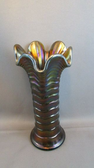 Antique Purple Imperial Ripple Vase Color 6 3/8 " Tall Nmint