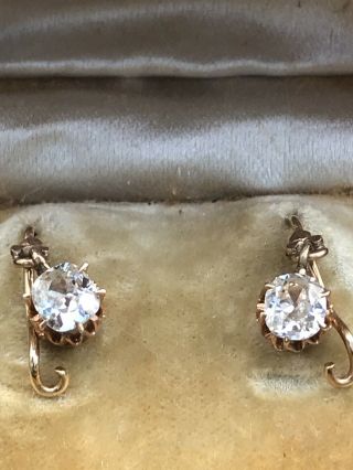 Early Victorian Yellow Gold And Large Old Mine Cut Diamond Solitaire Earrings 2