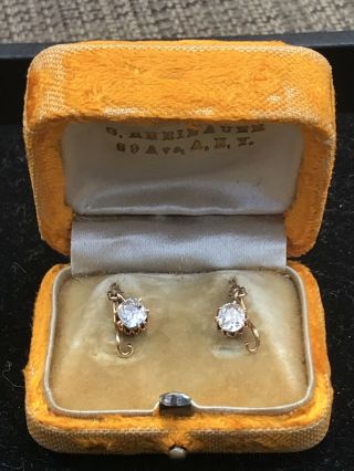 Early Victorian Yellow Gold And Large Old Mine Cut Diamond Solitaire Earrings 3