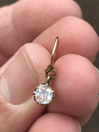 Early Victorian Yellow Gold And Large Old Mine Cut Diamond Solitaire Earrings 6