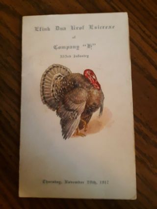 1917 Thanksgiving Day Dinner Menu 353rd Infantry Wwi