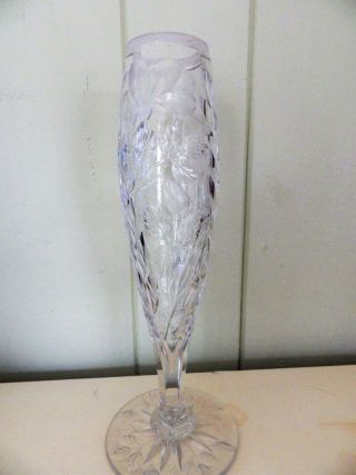 Antique American Brilliant Cut Glass Tall Footed Vase Sterling Vase Art Nouveau 10