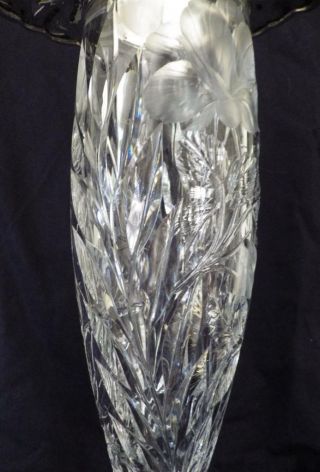 Antique American Brilliant Cut Glass Tall Footed Vase Sterling Vase Art Nouveau 3