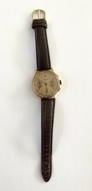 Vintage Chronographe Suisse 18k Solid Yellow Gold Men ' s Wrist Watch 2
