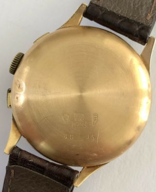 Vintage Chronographe Suisse 18k Solid Yellow Gold Men ' s Wrist Watch 7