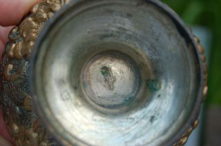 Japanese bronze bowl with gilded raised floral detail 5