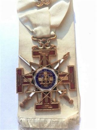 Antique Masonic 33rd Degree Scottish Rite Jewel 14k R.  H.  Munger Medal Eagle 1911 2
