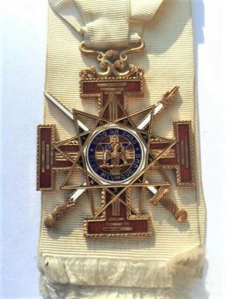 Antique Masonic 33rd Degree Scottish Rite Jewel 14k R.  H.  Munger Medal Eagle 1911 3