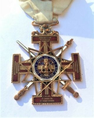 Antique Masonic 33rd Degree Scottish Rite Jewel 14k R.  H.  Munger Medal Eagle 1911 5