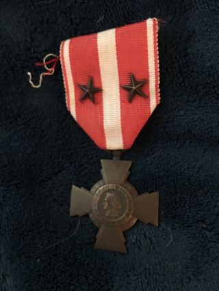 Wwi French Medal Military Cross Of Valor With Star Ww1