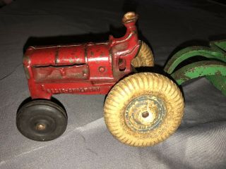 Vintage Arcade Cast Iron Allis Chalmers Toy Farm Tractor & Dump Trailer Hopper 2