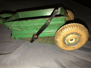 Vintage Arcade Cast Iron Allis Chalmers Toy Farm Tractor & Dump Trailer Hopper 3