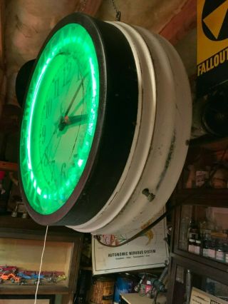 Vintage Antique Electric Neon Clock 1930s 4