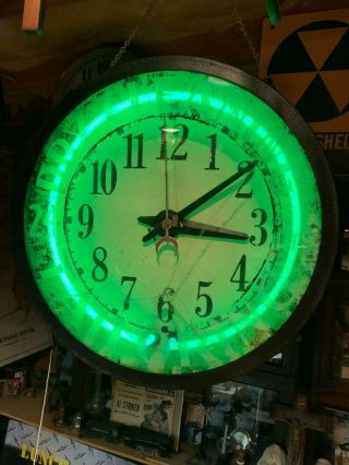 Vintage Antique Electric Neon Clock 1930s 8