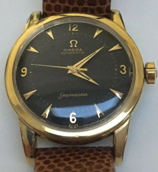Vintage Omega Seamaster Automatic Watch Gold Plated Textured Dial
