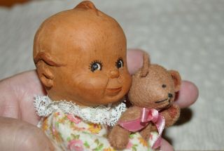 Vintage Hand Carved Wooden Doll Beckett Originals Toodles 1977 Cloth Body Ooak