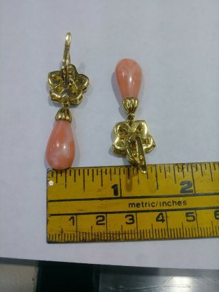 Vintage Van Cleef & Arpels VCA 18KT Yellow Gold Diamond Coral Flower Earrings 8