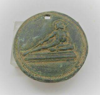 Ancient Roman Bronze Pendant Military Amulet Gladiator Depicted