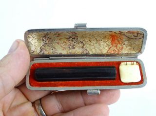 Old Chinese Cased Travelling Bakelite Chop Wax Seal China Early 20th Century