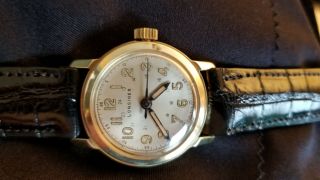 Longines Ww 2 Era Military Style 14k Solid Gold Wrist Watch.  17j 10l.  Ca.  1944