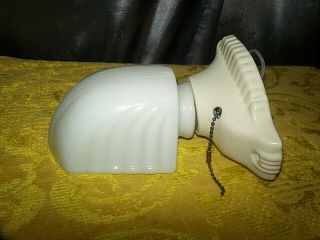 Vtg Porcelain Milk Glass Art Deco Antique Wall Sconce Light Fixture W/ Shade