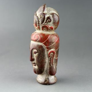 3.  9  China old cinnabar hand - carved Chinese Kwan - yin statue pendant 1261 2