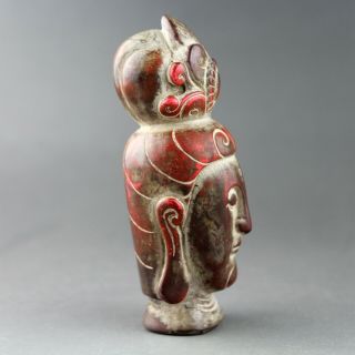 3.  9  China old cinnabar hand - carved Chinese Kwan - yin statue pendant 1261 3