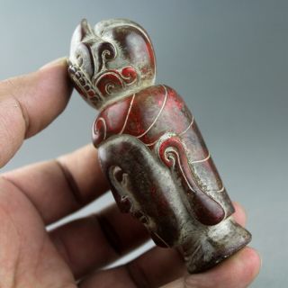 3.  9  China old cinnabar hand - carved Chinese Kwan - yin statue pendant 1261 5