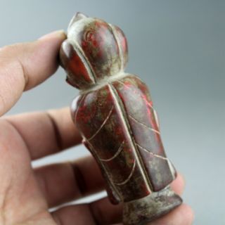 3.  9  China old cinnabar hand - carved Chinese Kwan - yin statue pendant 1261 6