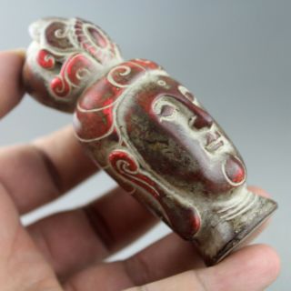 3.  9  China old cinnabar hand - carved Chinese Kwan - yin statue pendant 1261 7