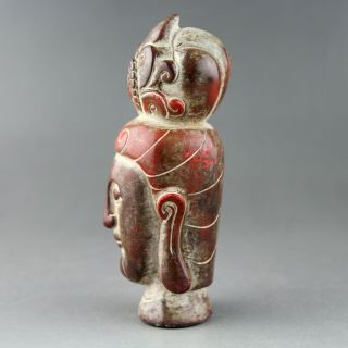 3.  9  China old cinnabar hand - carved Chinese Kwan - yin statue pendant 1261 8