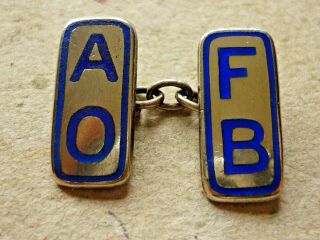 VINTAGE SILVER ENAMEL CUFFLINKS ANCIENT ORDER OF FROTH BLOWERS A.  O.  F.  B.  c1920 ' s 4