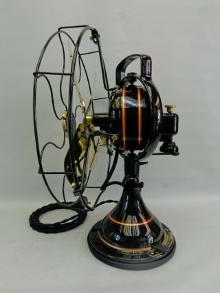 Antique Hunter 12 " Brass Fan,  Restored Vintage 1928 Oscillating 3 Speeds