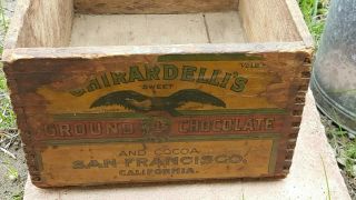 Antique Ghirardhelli Chocolate Wooden Crate With Label