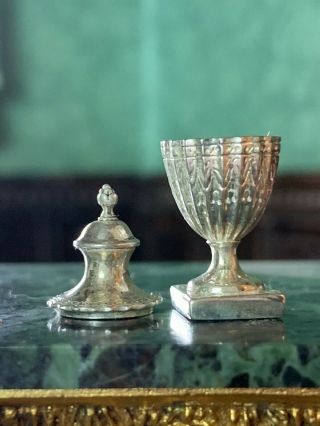 Miniature Dollhouse Artisan Obidiah Fisher RARE Sterling Silver Lidded Urn RARE 5