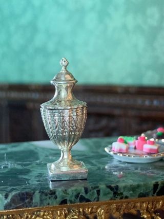 Miniature Dollhouse Artisan Obidiah Fisher RARE Sterling Silver Lidded Urn RARE 6