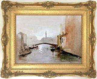 Canal At Chioggia Italy Oil Painting By John Barrie Haste (british,  1931 - 2011)