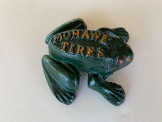 Antique Cast Iron Mohawk Tires Advertising Premium Frog Paperweight Bullfrog
