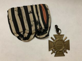 Wwi Ww1 German Hindenburg Cross With Ribbon Bar For Mounting Medal