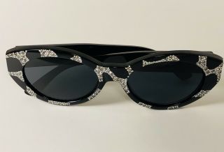 Vintage Versace 480 Sunglasses Cat Eye Swarovski Crystal Medusa Rare Italy Glam 10