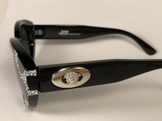 Vintage Versace 480 Sunglasses Cat Eye Swarovski Crystal Medusa Rare Italy Glam 5