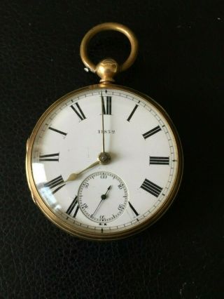 Antique Chester Hallmark 18ct Gold Pocket 1876 Watch Perfect Order