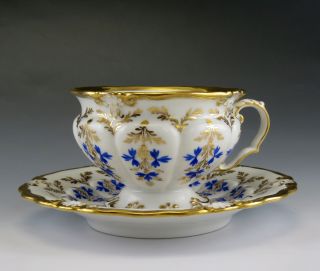 24pc Antique c1845 KPM German Porcelain China Blue Gold Tea Cups & Saucers 2