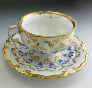 24pc Antique c1845 KPM German Porcelain China Blue Gold Tea Cups & Saucers 5