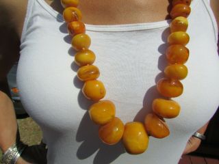 Large Antique Natural Baltic Amber Bead Necklace Estate Fresh 179 Grams 10