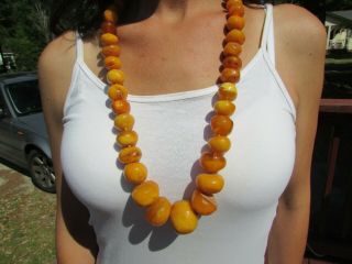 Large Antique Natural Baltic Amber Bead Necklace Estate Fresh 179 Grams 7