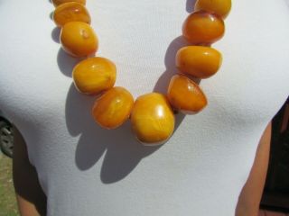 Large Antique Natural Baltic Amber Bead Necklace Estate Fresh 179 Grams 9