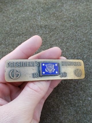 PRE WWII NRA Presidents hundred national guard shooting badge pin 1930 named 8